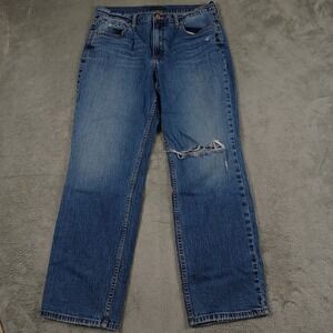 Silver Jeans Women 31 Blue Denim Frisco Straight Distressed Modern